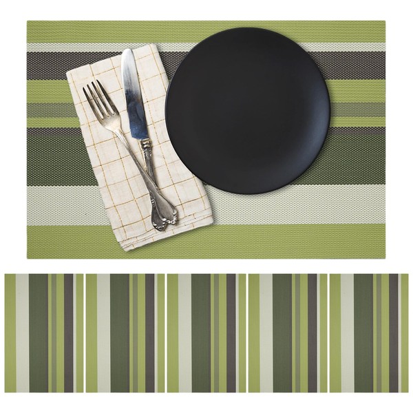Place Mats Tablemats Set of 6 - Green Non-slip Heat
