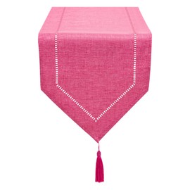 LLCUTESHOP Table Runner Pink Red 32 x 220 cm Modern Innovative Design Plain Linen Table Runner Washable High-Quality Table Runner Wheat Ear Design for Dining Room Party Holiday Decoration