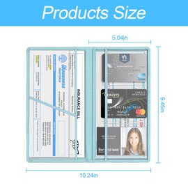 Car Registration and Insurance Card Holder, PU Glove Box Essential Documents Paperwork Driver License Organizer for Car, Wallet Case Auto Vehicle Truck Accessories for Women and Men （Light Blue）