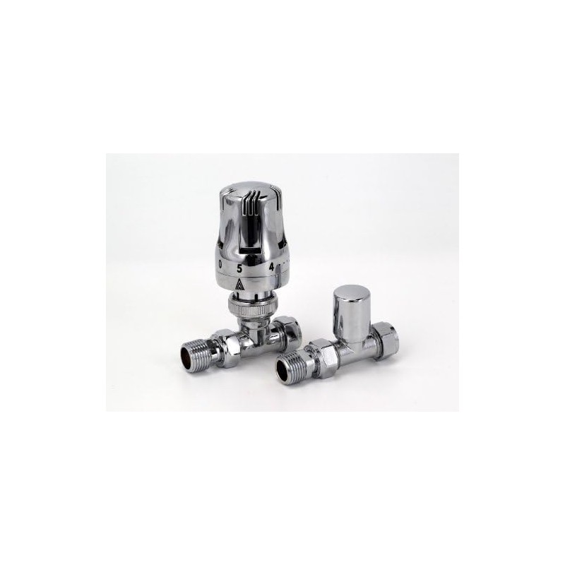Greened House Haxby Straight Chrome Thermostatic Radiator Valve / Towel