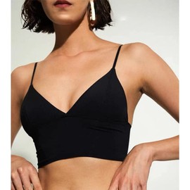 Strappy Low Back Bra for Women Deep V Low Cut Backless Bralette Multiway Convertible Straps Halter Bra Black