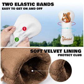 Golf Club Cover Squirrels Premium Embroidery Driver Cover Fariway Wood Headcover Hybrid Covers Leather Golf Head Cover for Most Brand (for Fariway Wood)
