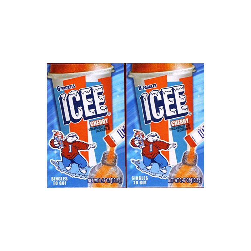 Icee CHERRY Singles to Go (2 Boxes) 6 Packets Each