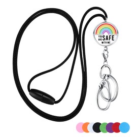 Breakaway Lanyards for ID Badges and Keys Women Teacher Lanyard with ID Holder Nurse Appreciation Gifts Medical Student Keychain Cruise Lanyard Work Jewelry You are Safe with Me Rainbow Lanyard