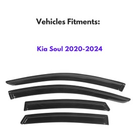 KPY Window Visor Compatible with Kia Soul 2020-2024, 4PC Rain Guard Side Window Vent Deflectors Tape-On Style, 2020 2021 2022 2023 2024