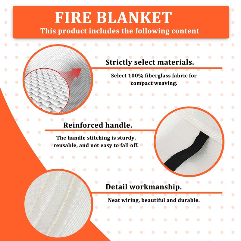 Emergency Fire Blanket, 1.5 x 1.5 m Kitchen Fire Blanket,