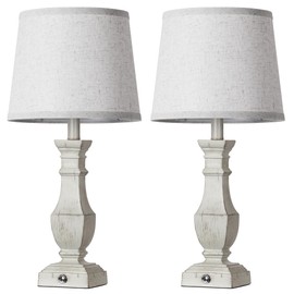 ROTTOGOON Dimmable Table Lamps Set of 2, Rustic Farmhouse Table Lamps for Living Room Bedroom, Bedside Desk Lamps for End Tables, Touch Lamps for Nightstand, 9W Bulbs Included, 22", Antique White