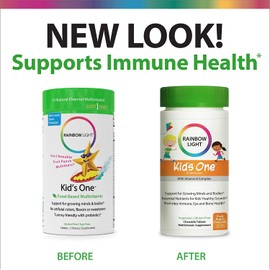 Rainbow Light Kids One Multivitamin With Vitamin B Complex, Fruit Punch Flavor - 90 Tablets (Package May Vary)