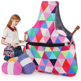 Knitting Tote Bag Lightweight Travel Knitting Yarn Storage Bag Organizer Empty Portable Knit Wrist Bag for Holding Yarn, Crochet Hooks, Crochet Needles, Knitting and Crochet Supplies (Style1)