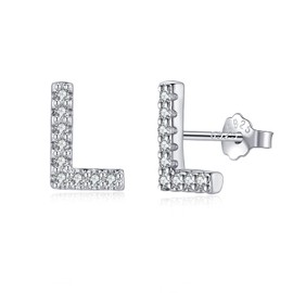 Letter Earrings Silver 925 Initial Small Earrings for Girls Women Birthday, Cubic Zirconia, Cubic Zirconia