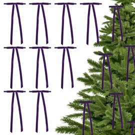 LiBongTa 5'' Purple Ribbon Bow Long Tail Bow, Premade Bows for Crafts, Velvet Ribbon Bow for Gift Wrapping, Christmas Tree, Wreath, Gift Bags, Easy Bow Ribbon for Decorative, Party Favor-24 Counts