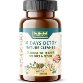 Dr. Hearbal 10 Days Detox Natural Cleanse with Ease No Diet Needed (60 Mini Softgels)