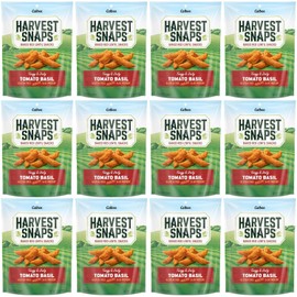 Harvest Snaps Veggie Chips (Tomato Basil Snack Crisps) | Powered by Plant Protein, Gluten Free, Non-GMO Baked Vegetable Crisps | Made in USA (12 Snack Packs)