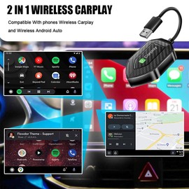 YiYunTE Wireless Carplay Adapter, 2-in-1 Android Auto Wireless Car Play Adapter, Wired to Wireless Converts Car Play Dongle, Plug and Play USB Bluetooth Car Audio Video Input Carplay Adapters