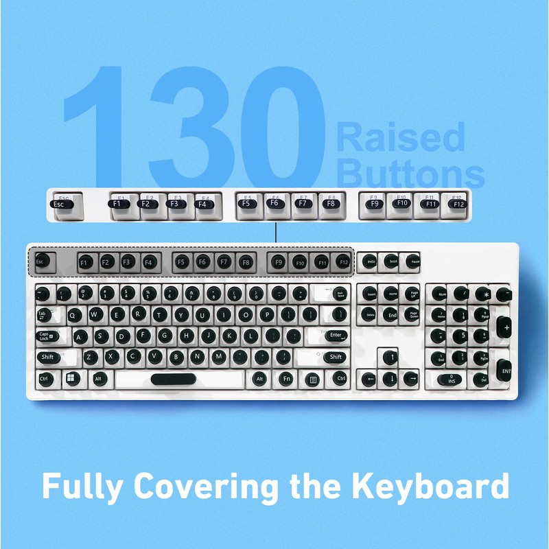 130 Pcs Raised Silicone Keyboard Sticker for Long Nails Typing