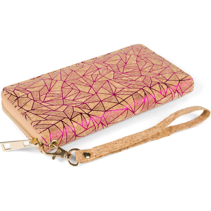 styleBREAKER 02040148 Women's Cork Purse with Geometric Metallic Prism Pattern