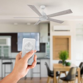 SMAAIR 60" Ceiling Fan with Lights Remote 3 Color LED Light Temperatures,10-speed Reverse DC Motor Low Profile Quiet Ceiling Fan, Reversible Plywood Blades For Bedroom,LivingRoom(White Maple/White)