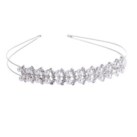 MAFELOE Fashion Alloy Imitation Pearl Rhinestone Headbands, Wedding Hairband Bridal Headpieces Hair Decorative Accessories for Women Ladies- Silver-ZZSZ-ZB