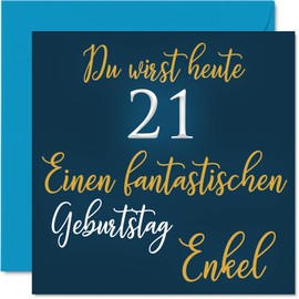 Stuff4 21st Birthday Card Grandson - Fantastic - Happy Card Birthday for 21 Year Old Grandson from Grandpa Grandma, Gifts Man, 145mm Twenty-One Birthday Gifts Greeting Cards