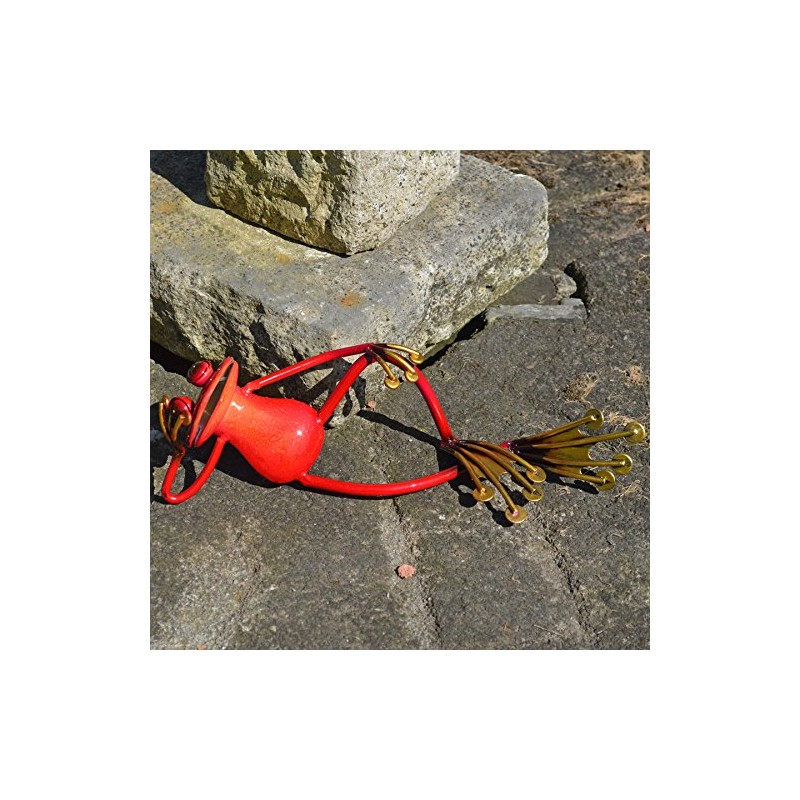 Red Chilled Out Lying Down Relaxing Frog Enamelled Metal Art