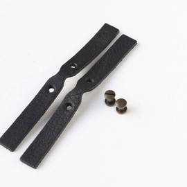 Nippon String Button Trading NBK Genuine Leather Zipper Pull Parts Square Type with Screw Type Caulking Approx. 0.4 x 1.9 inches (10 x 48 mm), Black LSS-B