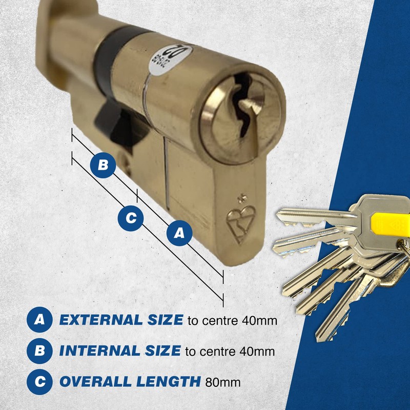 UAP Thumb Turn Euro Cylinder Lock with Anti-Snap & 3