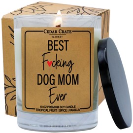 Best F-ing Dog Mom Ever, Best Friends, Friendship Gifts for Women, Funny Candles, Birthday Gifts for Friends Female,Going Away Gifts for Friends Moving, Funny Gifts for Bestie, BFF, Scented 100% Soy