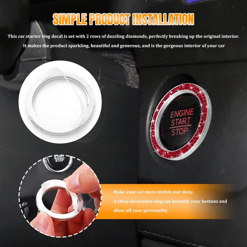 QZTYTY 2PCS Car Engine Start Stop Decoration Ring, Car Start