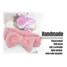 Awenbin Spa headband, bowknot headband in sakura Pink, reusable, soft and comfortable, preventing liquid from getting wet and disrupting hair, ideal for facial cleansing, bathing, and yoga exercises