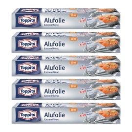 Toppits Alufolie Doppel-Kraft-Waben (10m x 29.5cm), 5er Pack (5 x 10 Meter)