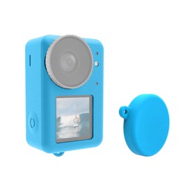 PULUZ Silicone Protective Case for DJI Osmo Action 4/3 with Lens Cap,Dust-Proof,Slim Durable Lightweight Rubber Soft Silicone Camera Protective Cover Accessories (Blue)
