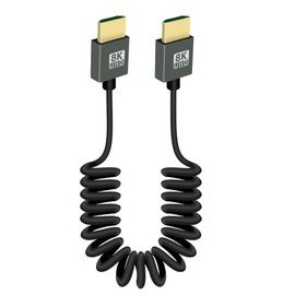 RIIEYOCA 8K HDMI to HDMI Short Coiled Cable, 48Gbps High Speed HDMI2.1 Supports HDR, 8K@60Hz, 4K@120Hz, Compatible with Camera, Camcorder, PC, Monitor (Regular)