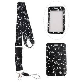 moxunmo Llavero De Cordón Con Soporte Para Identificación, Cordón De Insignia Alrededor Del Cuello Con Lindo Estuche De Identificación, Nota Musical