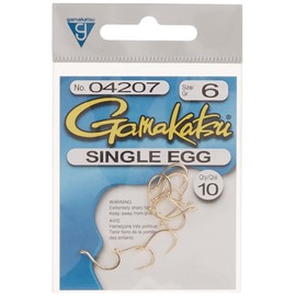 Gamakatsu 04307 Single Egg Loose Hooks (10 Pack), Size 6, Red