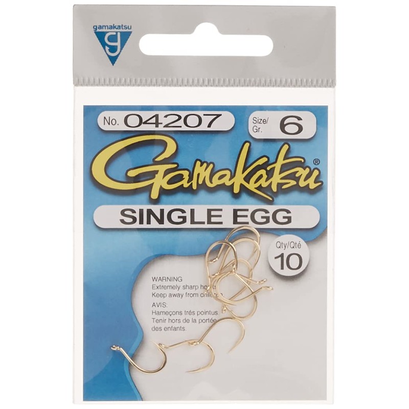 Gamakatsu 04307 Single Egg Loose Hooks (10 Pack), Size 6,