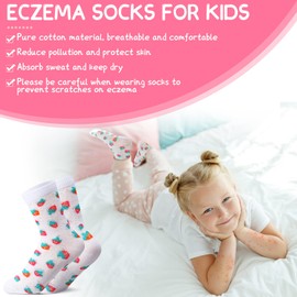 Threlaco 12 Pairs Eczema Cotton Socks for Kids Soft Cute Foot Eczema Socks for Children Aged 4-7 Moisturizing Feet Overnight