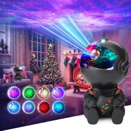 VEANANO Astronaut Galaxy Projector, Star Projector Night Light, Spaceman Light Projector with Remote Control, USB Powered 360° Adjustable Space Buddy Projector for Kids Bedroom Adults Room (Black)