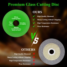 10 Pack Glass Cutting Disc 4 Inch for Angle Grinder, Angle Grinder Cutting Disc 4" X 7/8” Green Ultra-Thin Diamond Saw Blade Wheel for Glass Tile Marble Ceramic Jade, Wine Bottles (10)