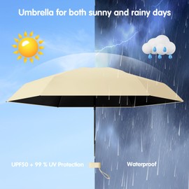 Sykrawki Mini Umbrella, Travel Umbrella, Small UV Umbrella, Windproof Umbrella with Capsule Cover, Portable Pocket Umbrella for Men and Women, Corn Yellow