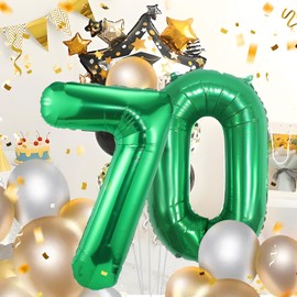Number 70 Green Balloons for Birthday Party Decoration, 40 Inch Giant Helium Foil Number for Women Men 70th Birthday, Anniversary Party Decorations Supplies