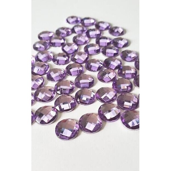 Crystals and Gems CraftbuddyUS 100 x10mm Flatback Faceted Acrylic LILAC