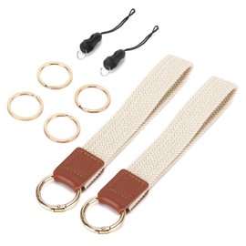 acDesign 2Pcs Wrist Lanyard for Keys Woven，Keychain With Wrist Lanyard White Wristlet Keychain for Women Men Car Keys Wallet Phone