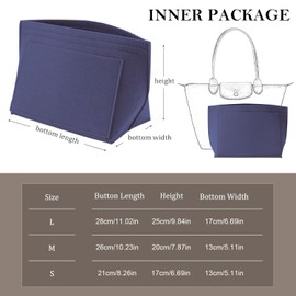 Shengruili Organiser for Longchamp Bag, Multi-Pocket Felt Handbag Organiser, Handbag Organiser, Folding Tote Bag Organiser, Purse Organiser, Felt Organiser for Bags