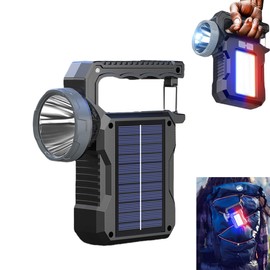 Solar Flashlight for Home Camping Lantern Portable Rechargeable Spotlight Keychain Backpacking Light Outdoor Bright Hanging Searchlight for Hiking Biking Backpack Power Outage Hurricane 1Pack