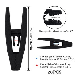 Andiker Pack of 20 Clothes Pegs, Plastic Towel Clips, Black Clips for Clothesline, Clothing, Socks (Black)