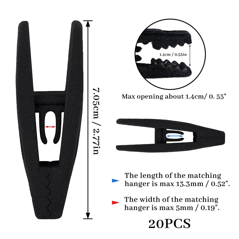 Andiker Pack of 20 Clothes Pegs, Plastic Towel Clips, Black
