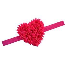 Funny Girl Designs Shabby Chiffon Valentines Heart Baby Headband (Elastic (0-12 Months, Hot Pink)