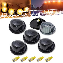 5X Cab Marker Roof Light Black Smoke Lens Amber T10 LED Bulbs w/Base 1313A Compatible with Chevy Dually Suburban Blazer C1500 C2500 C3500 K1500 K2500 K3500 1969-1987 Pickup Trucks