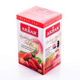Akbar Flavoured Teas With Real Fruit Pieces - 20 Foil Tea Bags (Strawberry Cream Sensation)