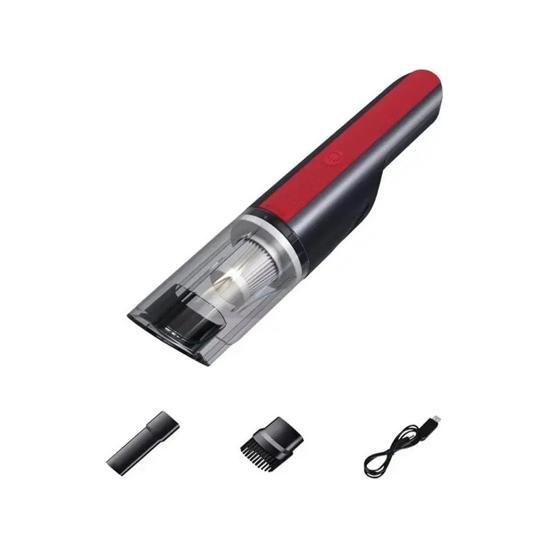 Wireless Red Car Handheld Vacuum Cleaner Strong Suction Mini Rechargeable